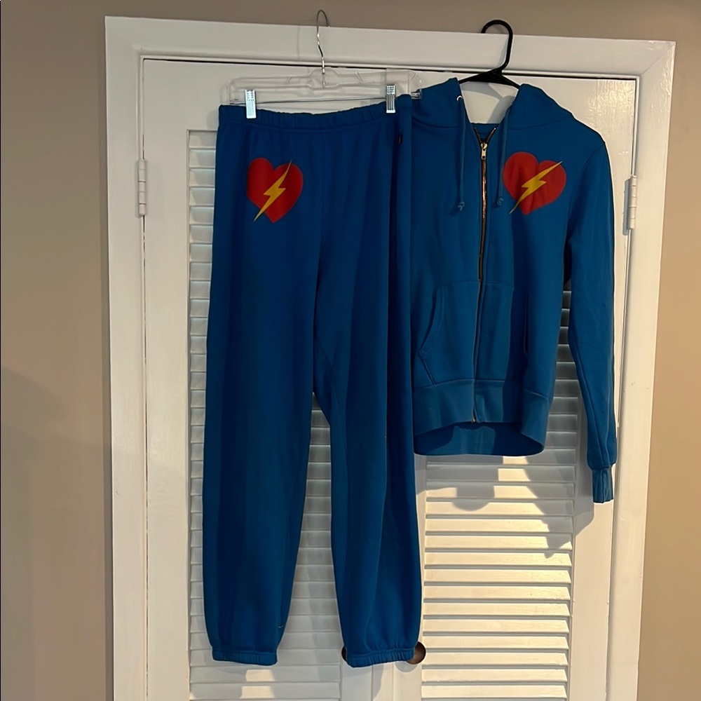 Aviator Nation blue set with red Heart and Lightning Design